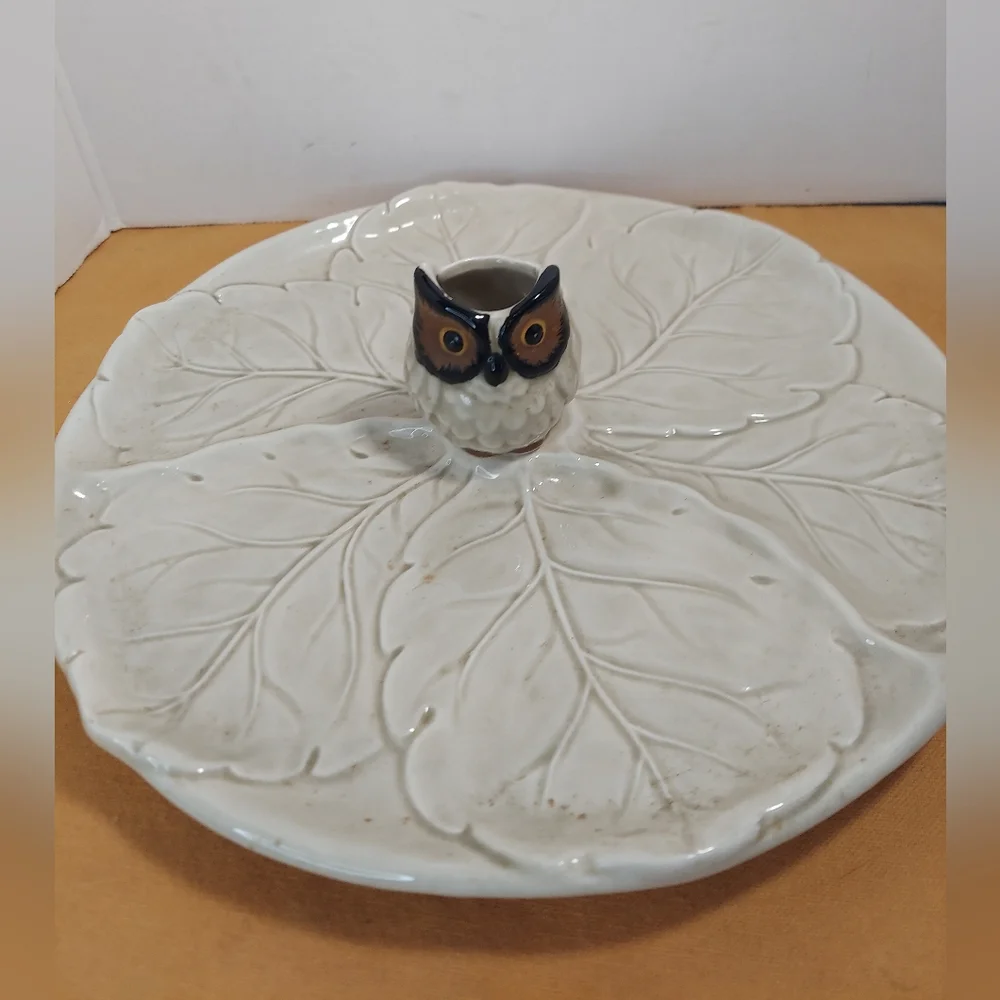 Vintage Otigari Owl Appetizer Toothpick Holder Tray 10" Round - Picture 9 of 11